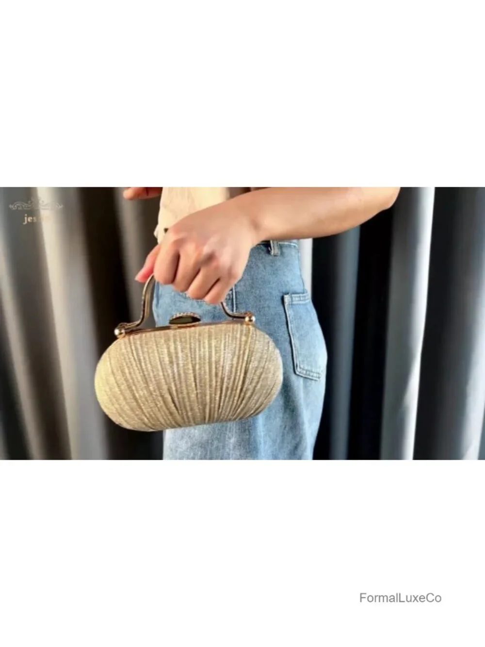 Evening Clutch Rhinestone Pearls Detachable Chain Shoulder Crossbody